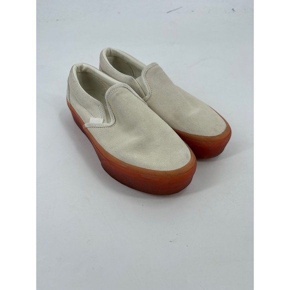 Vans Shoes - Vans Classic Slip-On Stacked Cream Suede Translucent Orange Platform Shoes 8.0